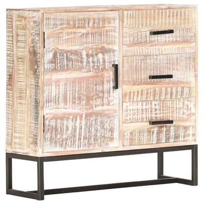 Sideboard White Solid Acacia wood, Powder-Coated Steel