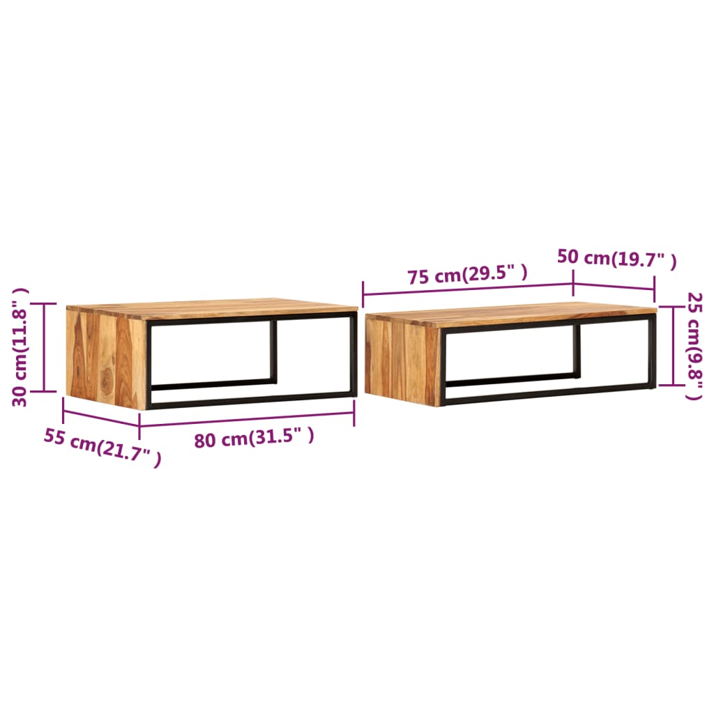 Coffee Table Set of 2 Brown
