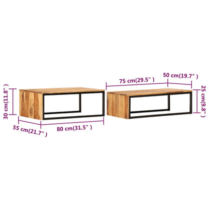 Coffee Table Set of 2 Brown