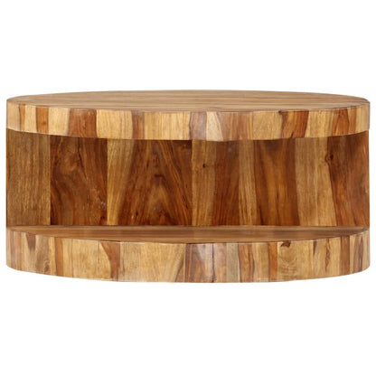 Coffee Table Natural Solid Acacia Wood 25.6 in dia Coffee Table