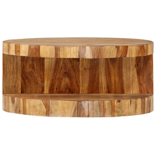 Coffee Table Natural Solid Acacia Wood 25.6 in dia Coffee Table