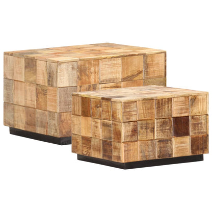 Coffee Table Brown Solid mango wood Small Stackable