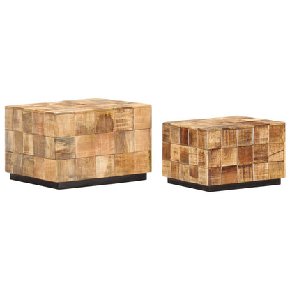 Coffee Table Brown Solid mango wood Small Stackable