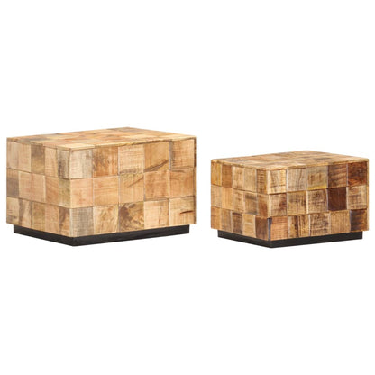 Coffee Table Brown Solid mango wood Small Stackable