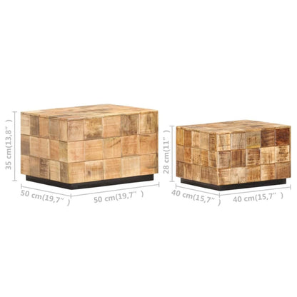 Coffee Table Brown Solid mango wood Small Stackable