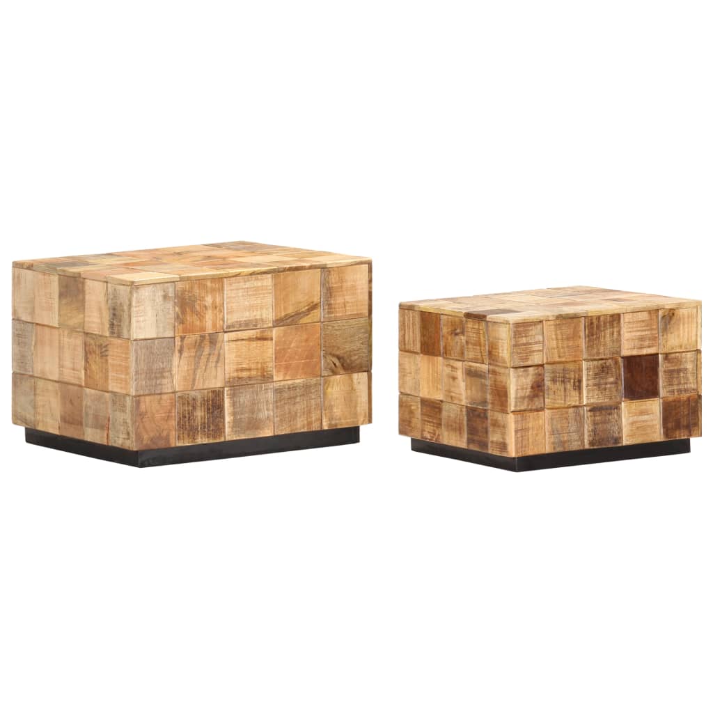 Coffee Table Brown Solid mango wood Small Stackable