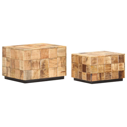 Coffee Table Brown Solid mango wood Small Stackable