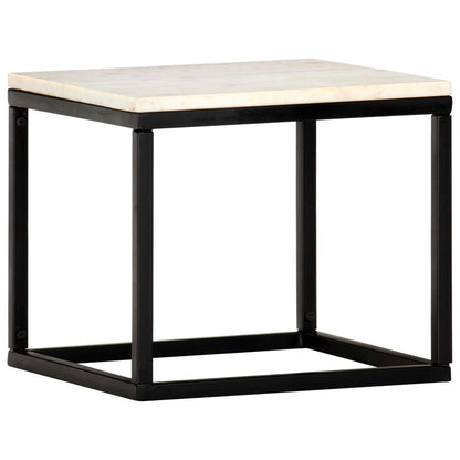 Coffee Table White and Black Real stone, powder-coated iron Small