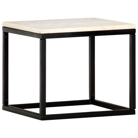 Coffee Table White and Black Real stone, powder-coated iron Small