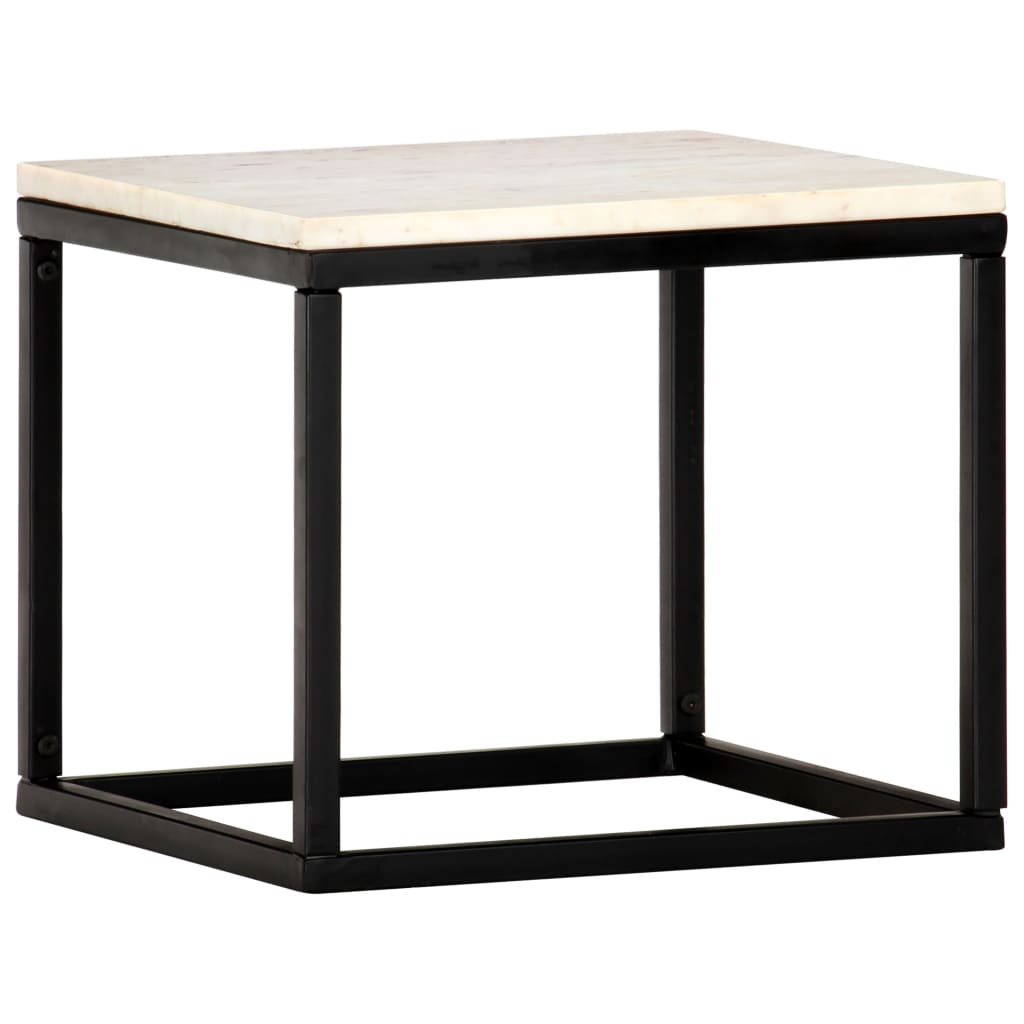 Coffee Table White and Black Real stone, powder-coated iron Small