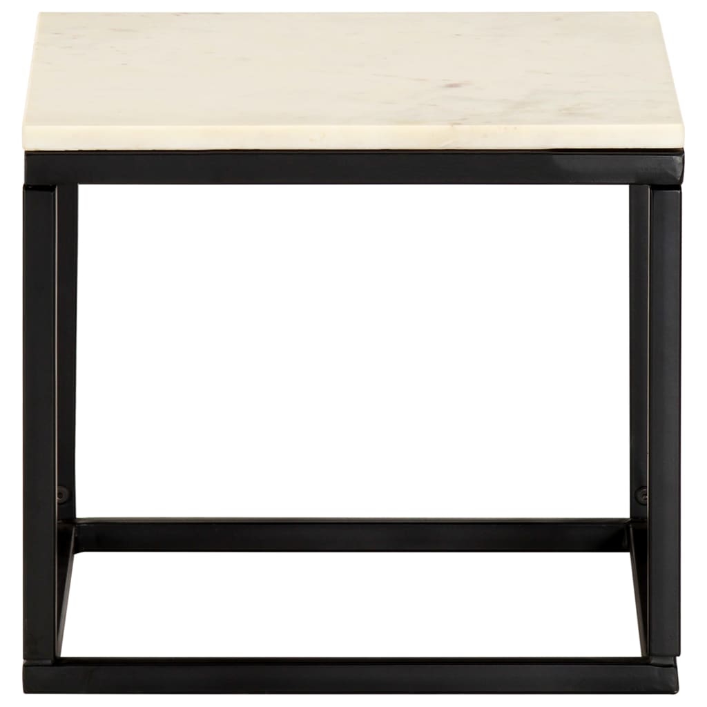 Coffee Table White and Black Real stone, powder-coated iron Small