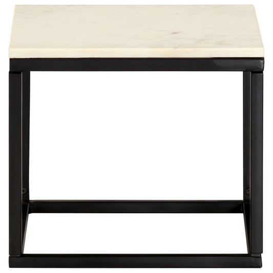 Coffee Table White and Black Real stone, powder-coated iron Small