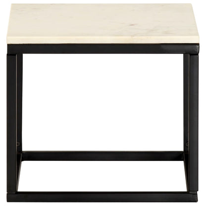 Coffee Table White and Black Real stone, powder-coated iron Small
