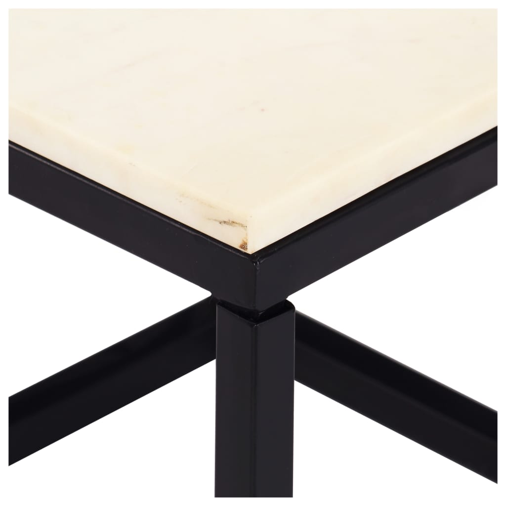 Coffee Table White and Black Real stone, powder-coated iron Small