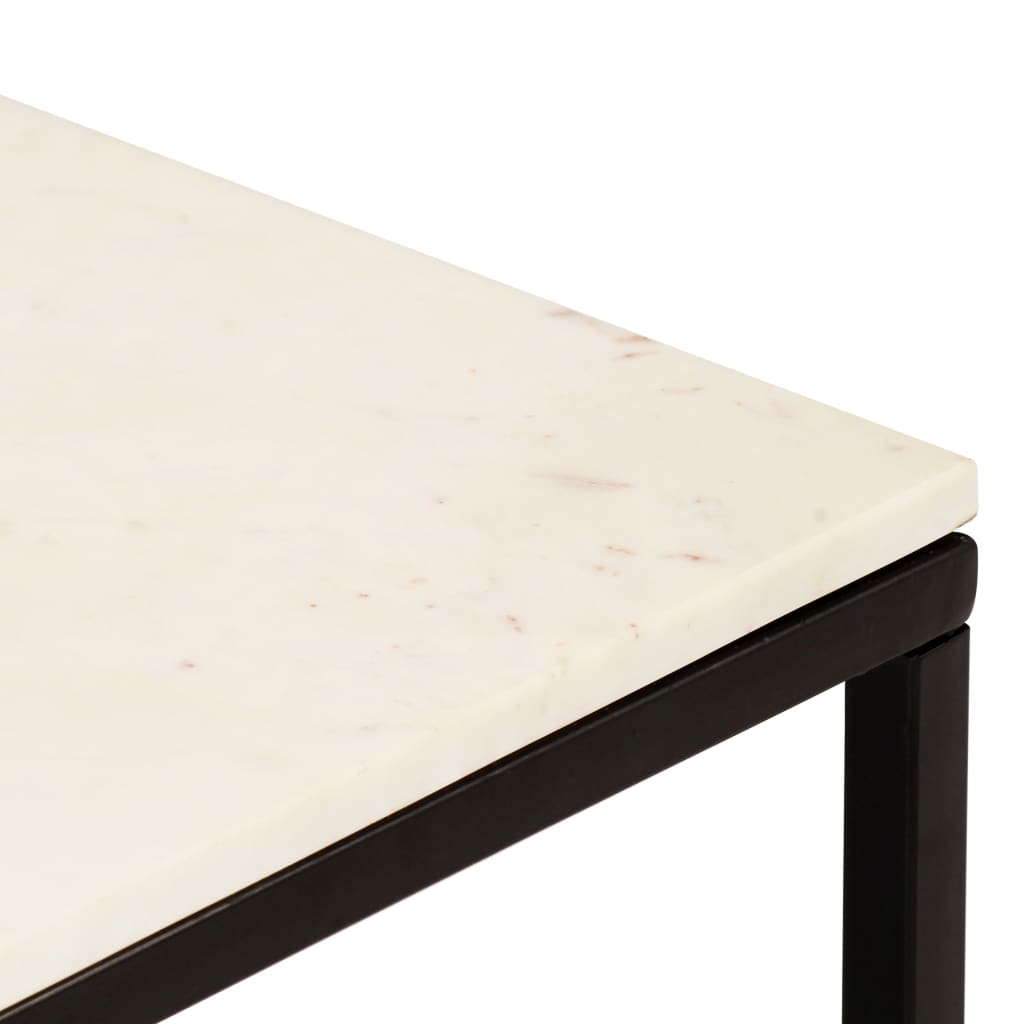 Coffee Table White and Black Real stone, powder-coated iron Small