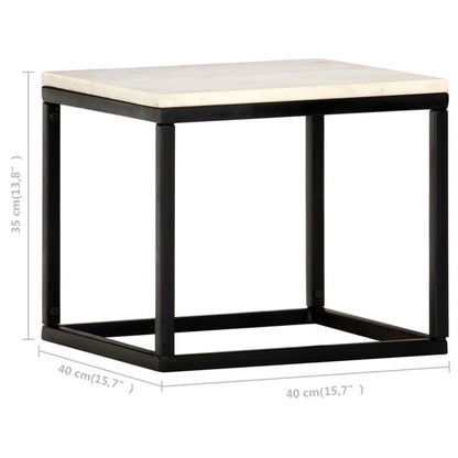Coffee Table White and Black Real stone, powder-coated iron Small