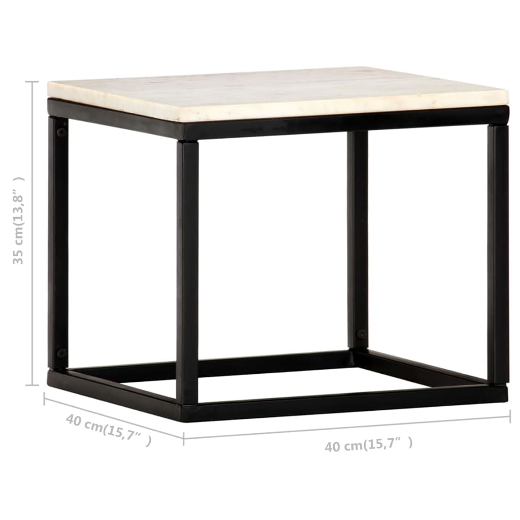 Coffee Table White and Black Real stone, powder-coated iron Small