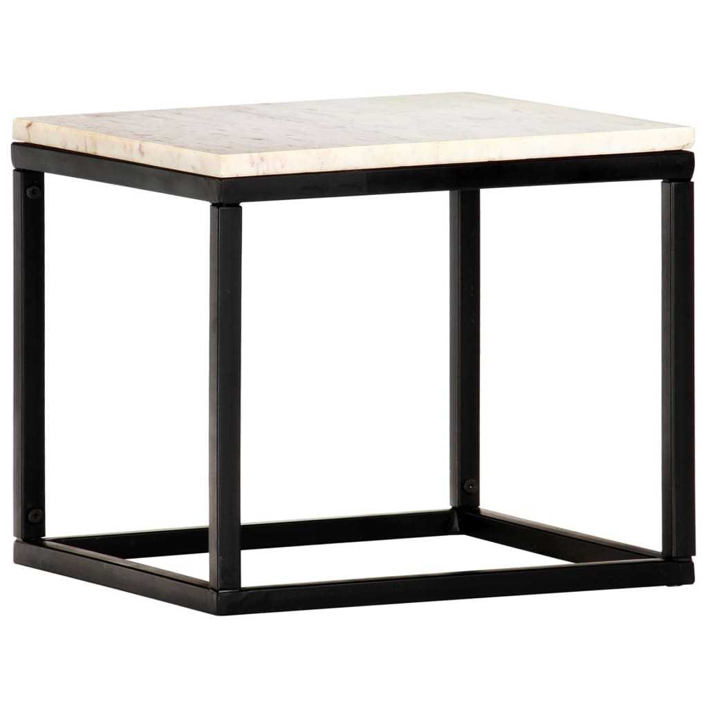 Coffee Table White and Black Real stone, powder-coated iron Small