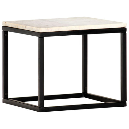 Coffee Table White and Black Real stone, powder-coated iron Small