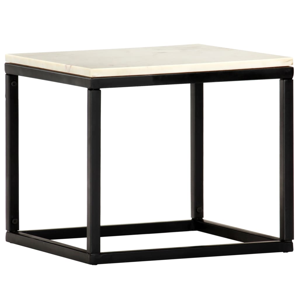 Coffee Table White and Black Real stone, powder-coated iron Small