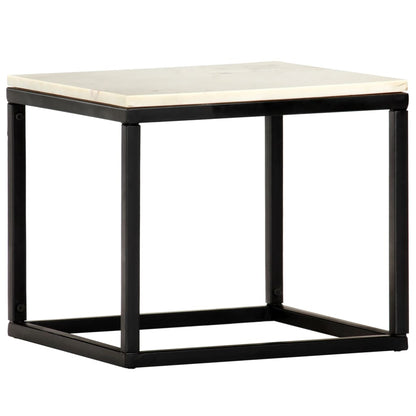 Coffee Table White and Black Real stone, powder-coated iron Small