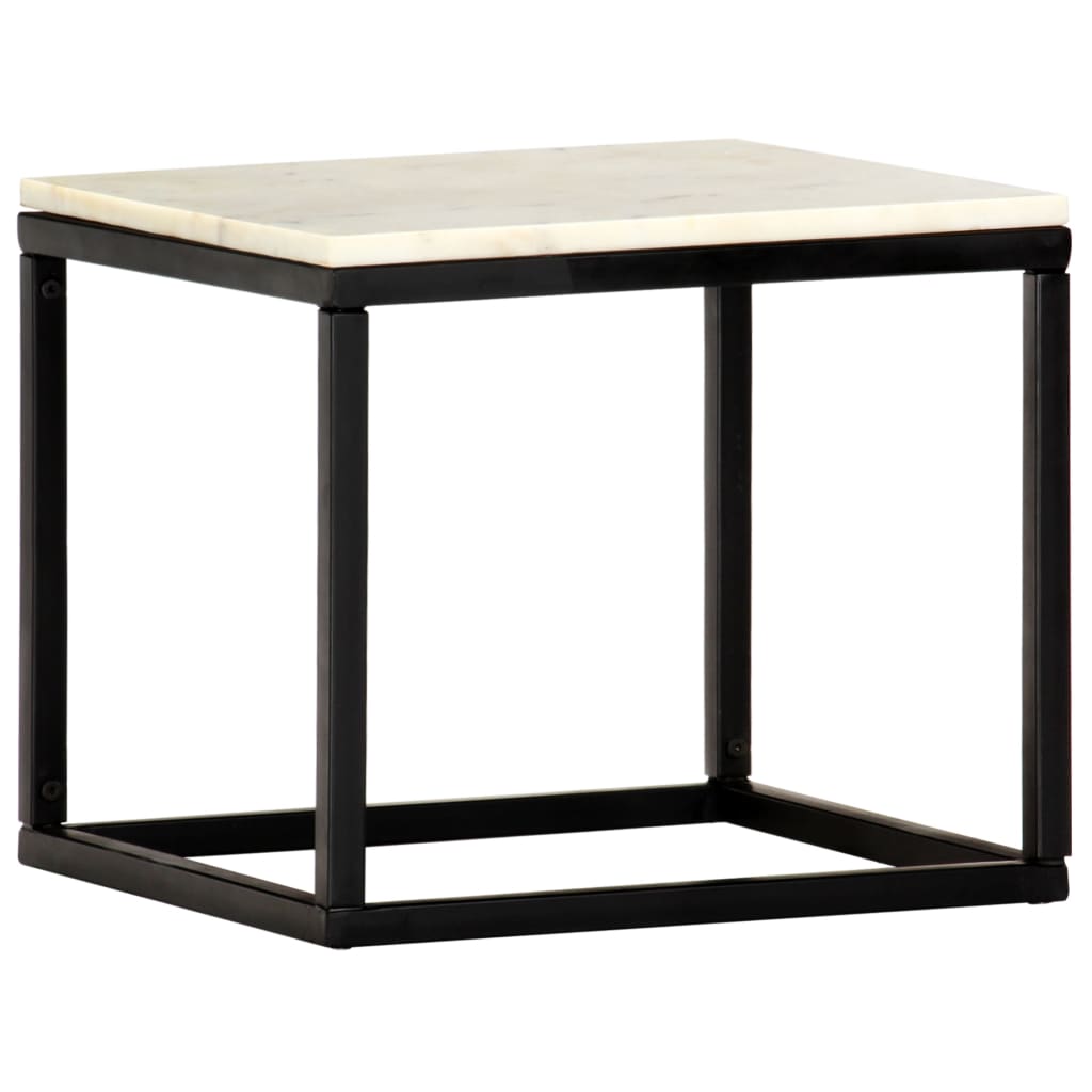 Coffee Table White and Black Real stone, powder-coated iron Small