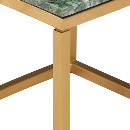 Coffee Table Green Real Stone with Marble Finish Small Durable