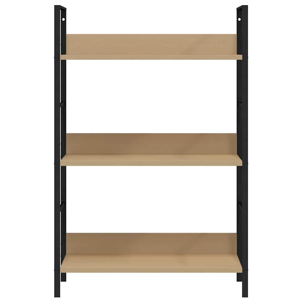 Shelf Cabinet Oak and Black Engineered Wood and Steel Medium