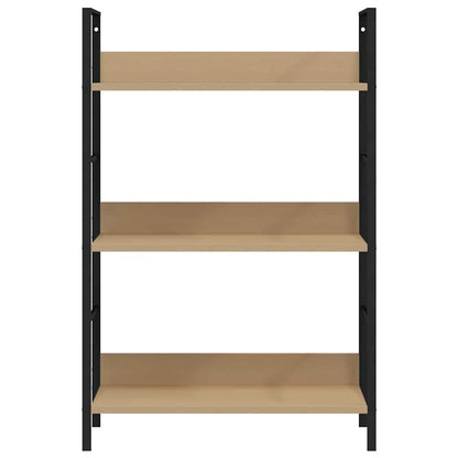 Shelf Cabinet Oak and Black Engineered Wood and Steel Medium