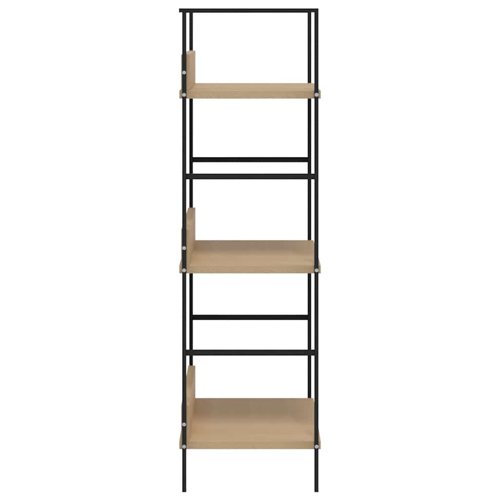 Shelf Cabinet Oak and Black Engineered Wood and Steel Medium