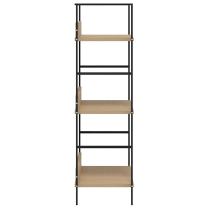 Shelf Cabinet Oak and Black Engineered Wood and Steel Medium