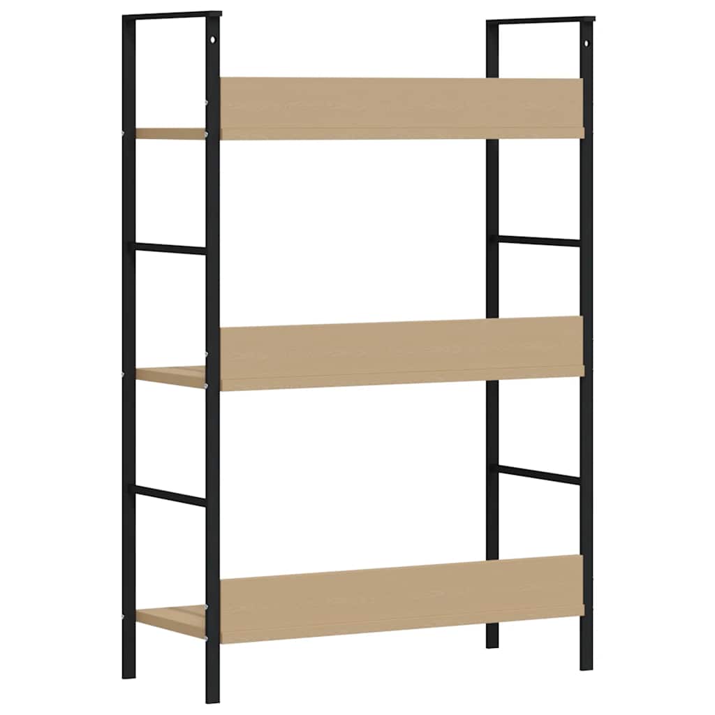 Shelf Cabinet Oak and Black Engineered Wood and Steel Medium