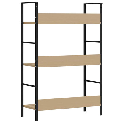 Shelf Cabinet Oak and Black Engineered Wood and Steel Medium