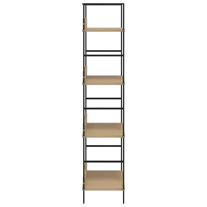 Shelf Cabinet Oak and Black Engineered Wood and Steel Compact