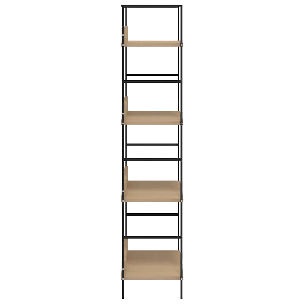 Shelf Cabinet Oak and Black Engineered Wood and Steel Compact