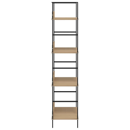 Shelf Cabinet Oak and Black Engineered Wood and Steel Compact