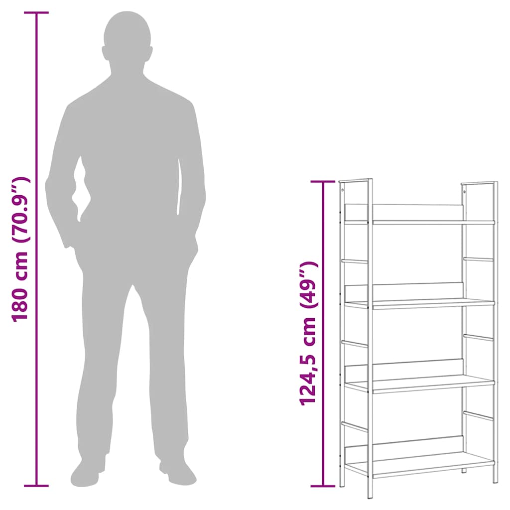 Shelf Cabinet Oak and White Engineered wood, steel Medium