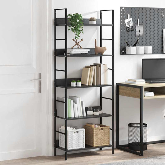 Shelf Cabinet Black Engineered Wood 23.6x10.9x62.4 in
