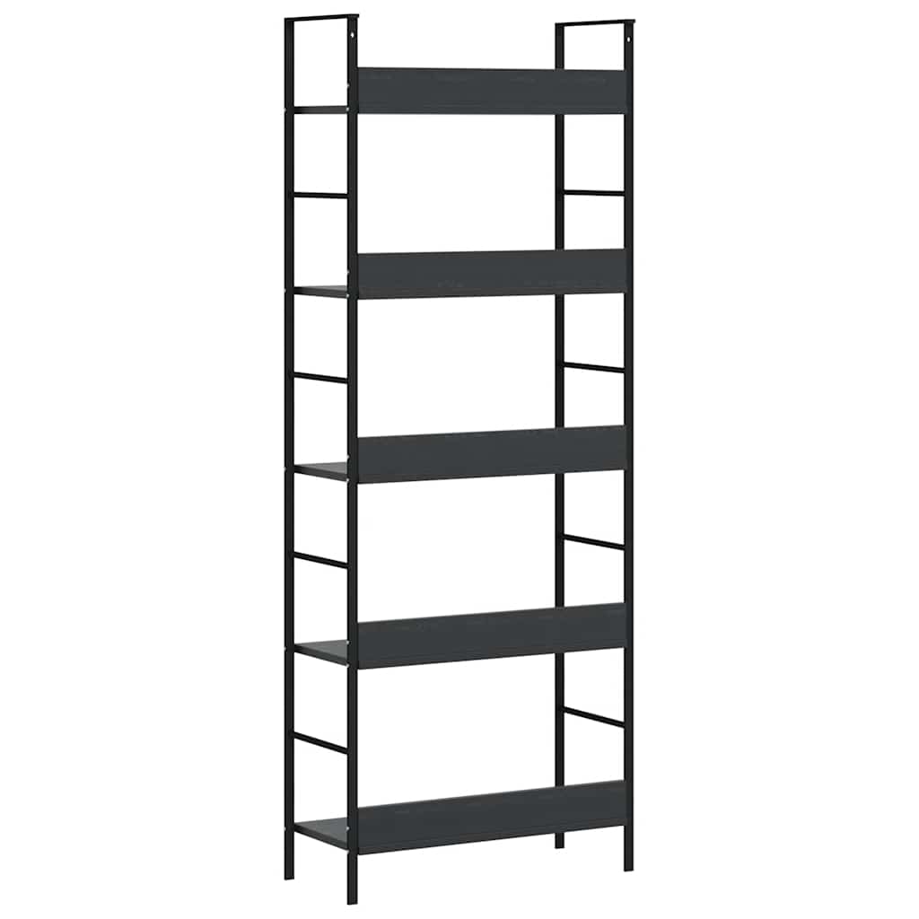 Shelf Cabinet Black Engineered Wood 23.6x10.9x62.4 in