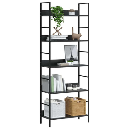 Shelf Cabinet Black Engineered Wood 23.6x10.9x62.4 in