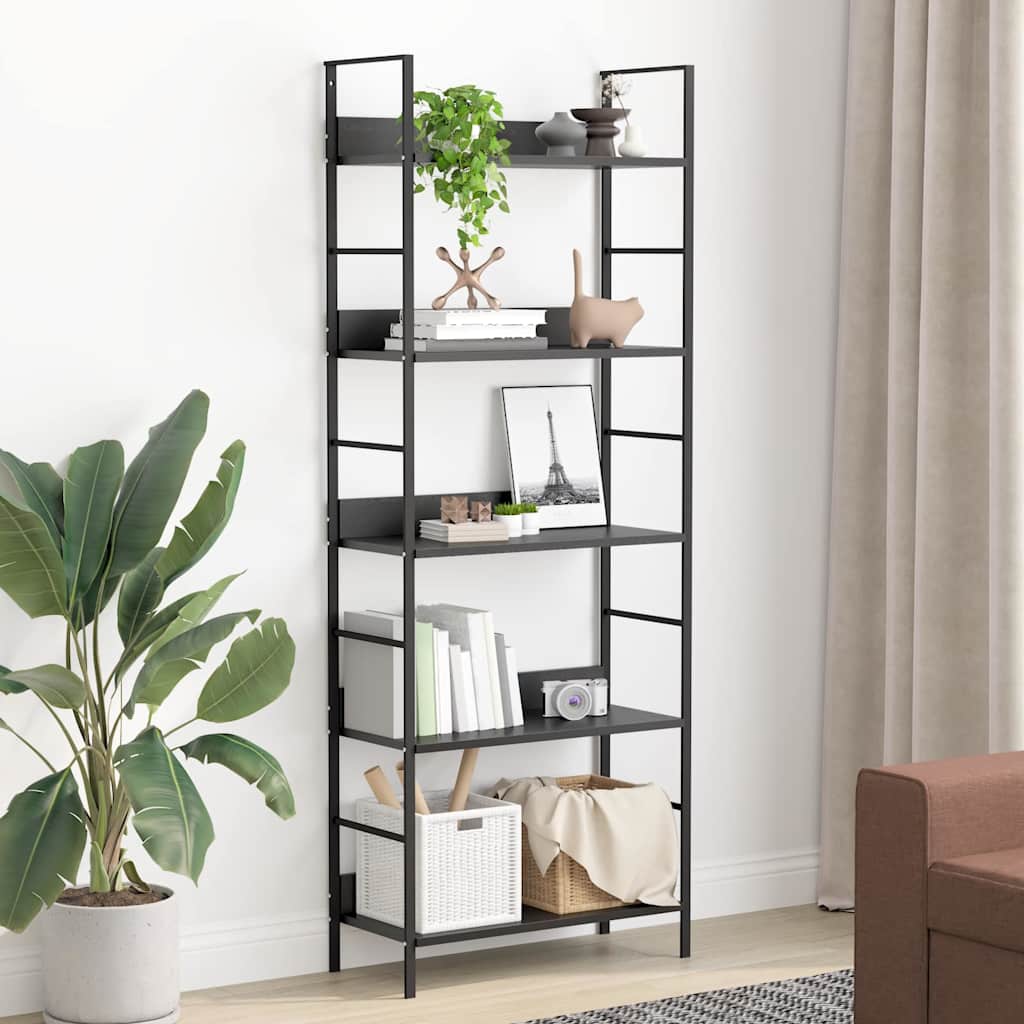 Shelf Cabinet Black Engineered Wood 23.6x10.9x62.4 in