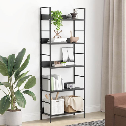 Shelf Cabinet Black Engineered Wood 23.6x10.9x62.4 in