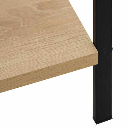 Shelf Cabinet Oak and Black Engineered Wood, Steel Compact