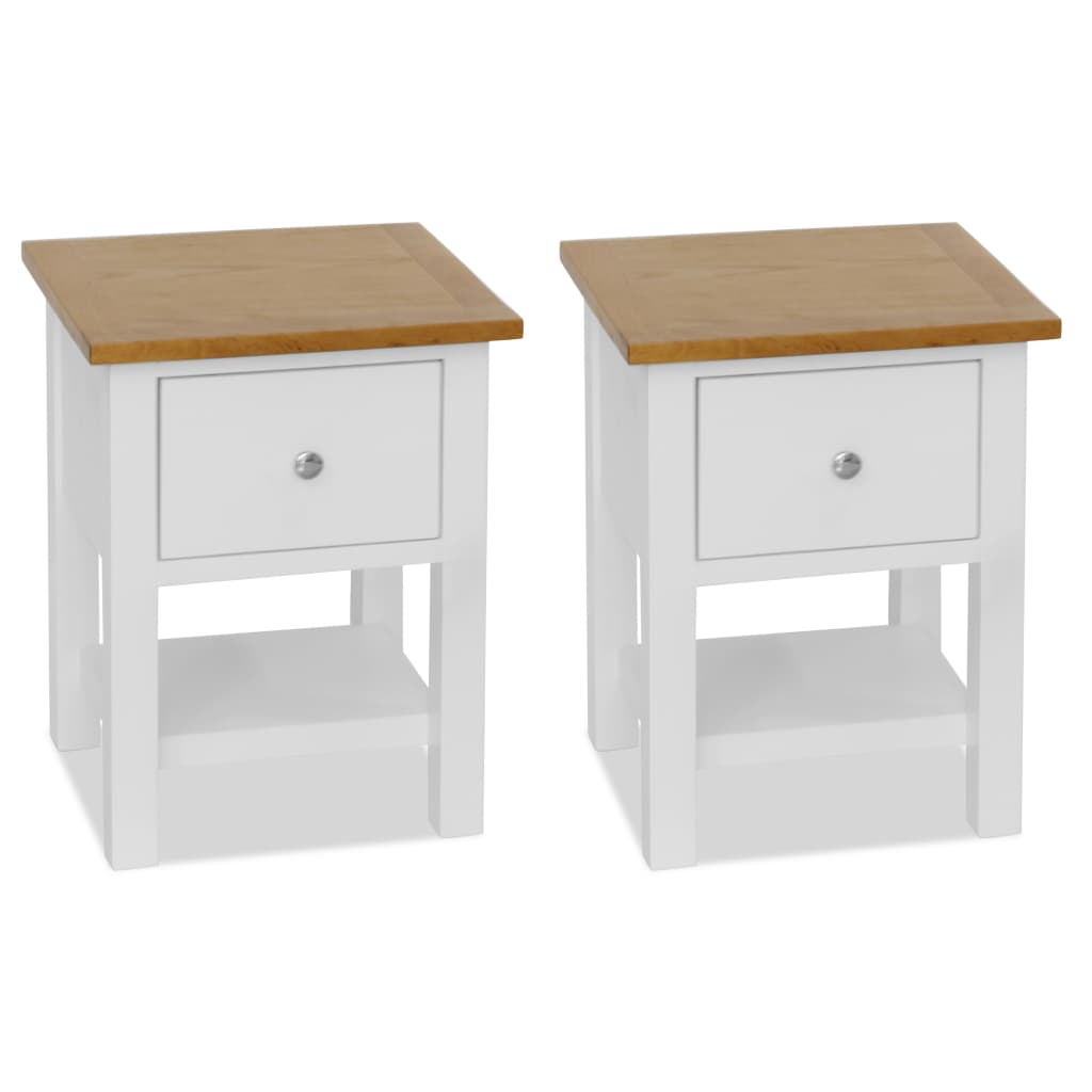 Nightstand Natural and white Solid oak top and solid pinewood frame