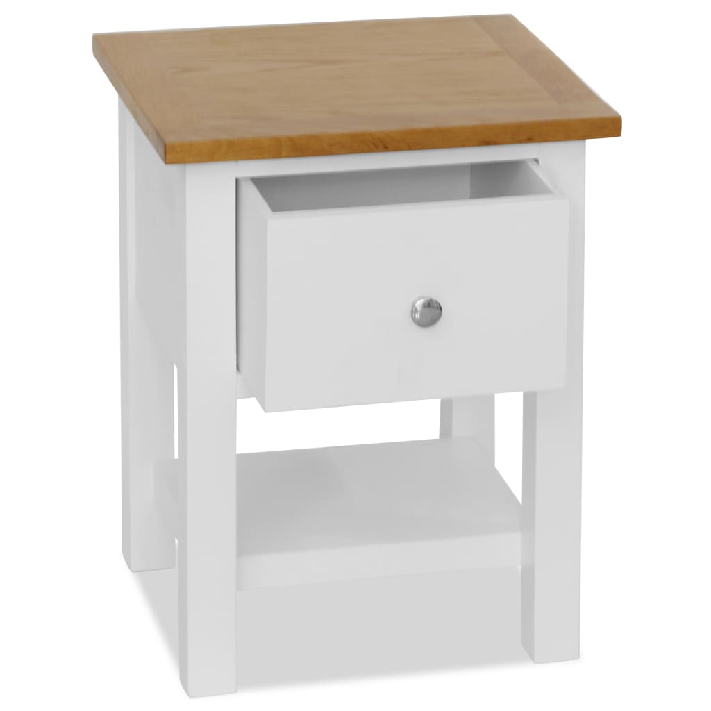 Nightstand Natural and white Solid oak top and solid pinewood frame