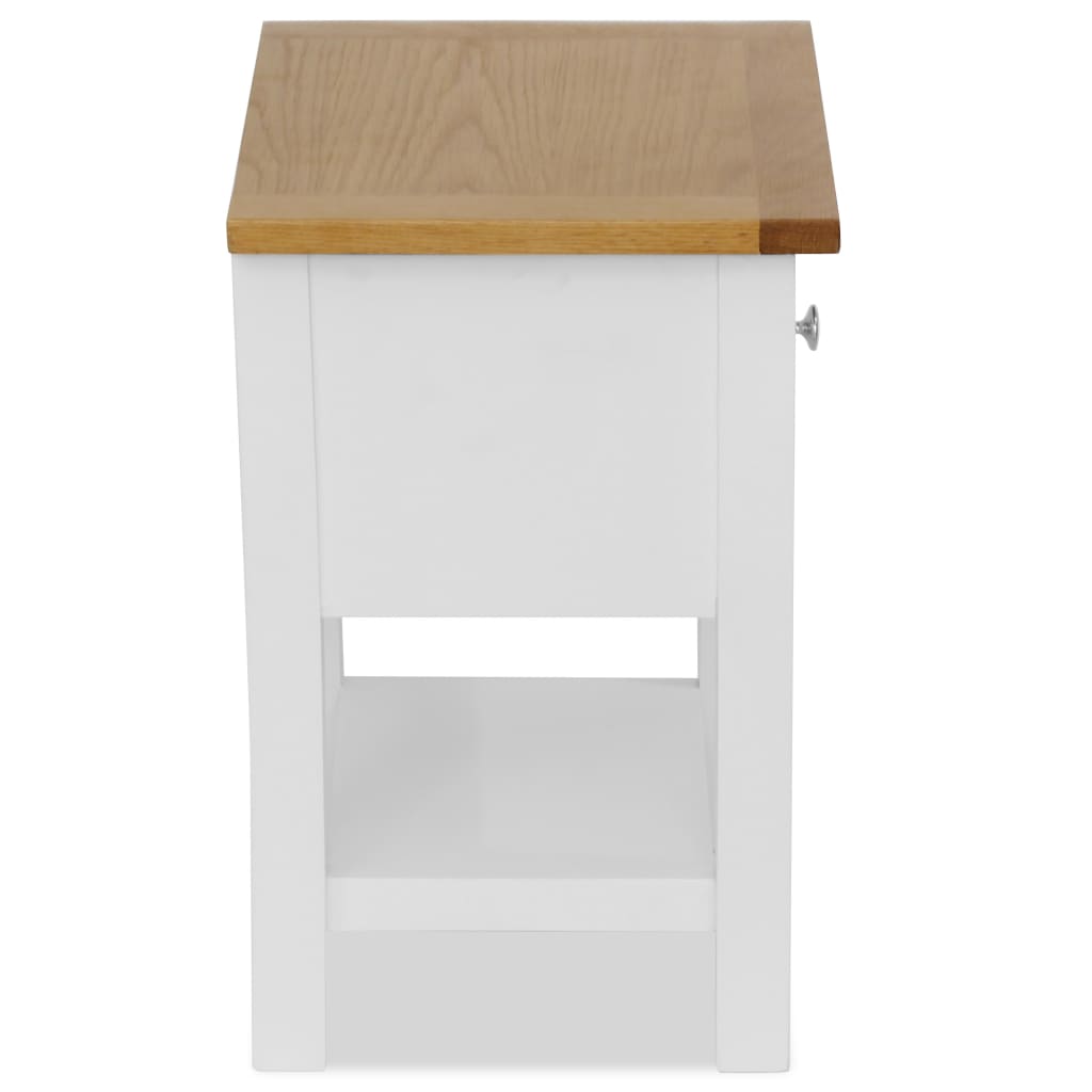 Nightstand Natural and white Solid oak top and solid pinewood frame