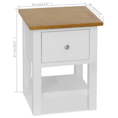 Nightstand Natural and white Solid oak top and solid pinewood frame