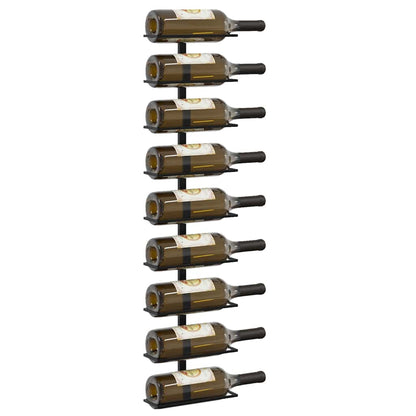 Wall-mounted Wine Racks for 18 Bottles 2 pcs Black Iron