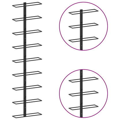 Wall-mounted Wine Racks for 18 Bottles 2 pcs Black Iron