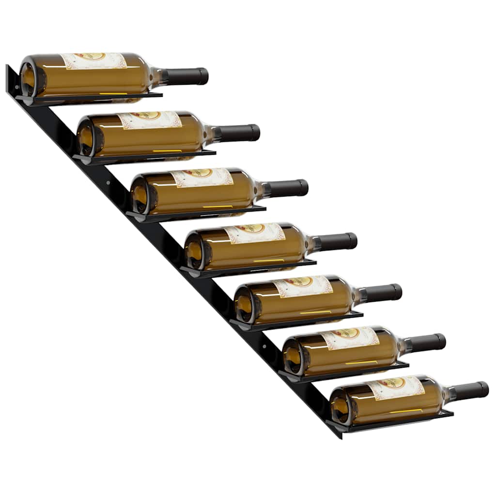 Wall-mounted Wine Rack for 7 Bottles Black Metal